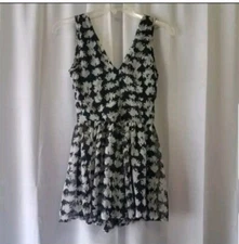 Asos petite printed black and white romper size 1