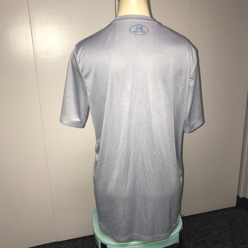 Under Armour Run Graphic Athletic T Shirt Men Medium Short Sleeve Heatgear Gray - Picture 2 of 2