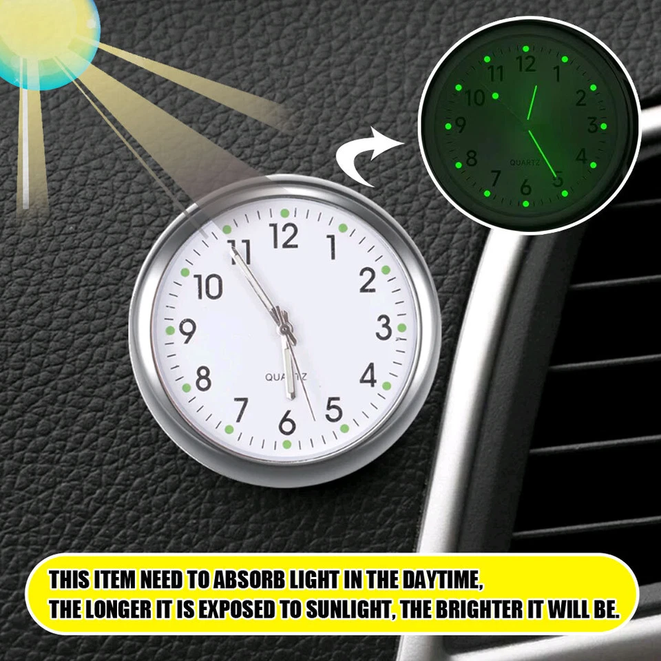 Mini Car Luminous Auto Air Vent Clip Clock Interior Quartz Analog Watch Decor - Image 4 of 4