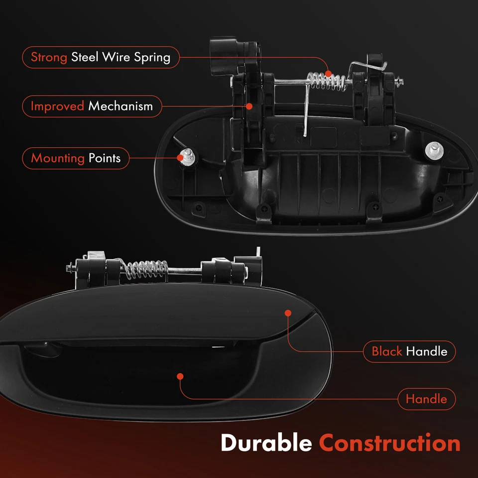 Manija de puerta exterior negra imprimada lateral izquierda del conductor trasero para Kia Spectra 2002-2004 Foto 4 de 4