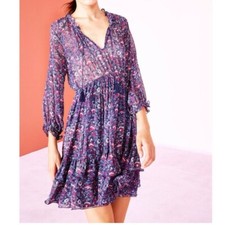 Ulla Johnson Ollie Paisley Purple Silk Floral Mini Dress US 2