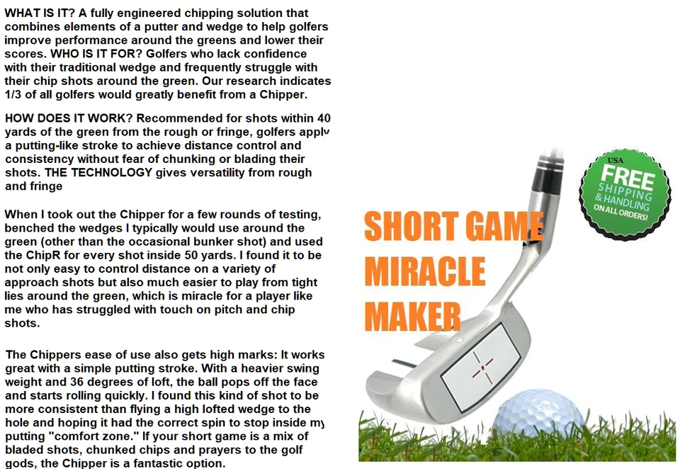 NEW XACT STYLE CHIPPER SMART SOLE WEDGE - Eliminates Fat & Thin ChipR Golf Club - Image 2 of 2