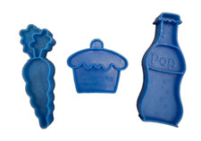 Mattel Tuff Stuff Blue Food for Shopping Cart Carrot Cupcake Soda Bottle Vintage