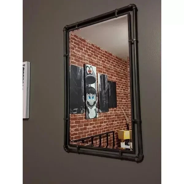 Espejo de granja industrial rústico con tuberías vintage estilo steampunk tocador de baño Foto 4 de 4