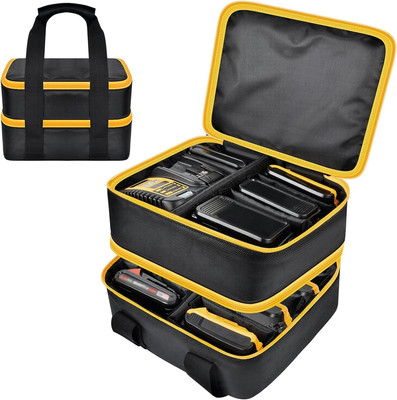 Large Battery Storage Bag for Dewalt/For Milwaukee 20V/ 18V/ 12V Battery &Charge