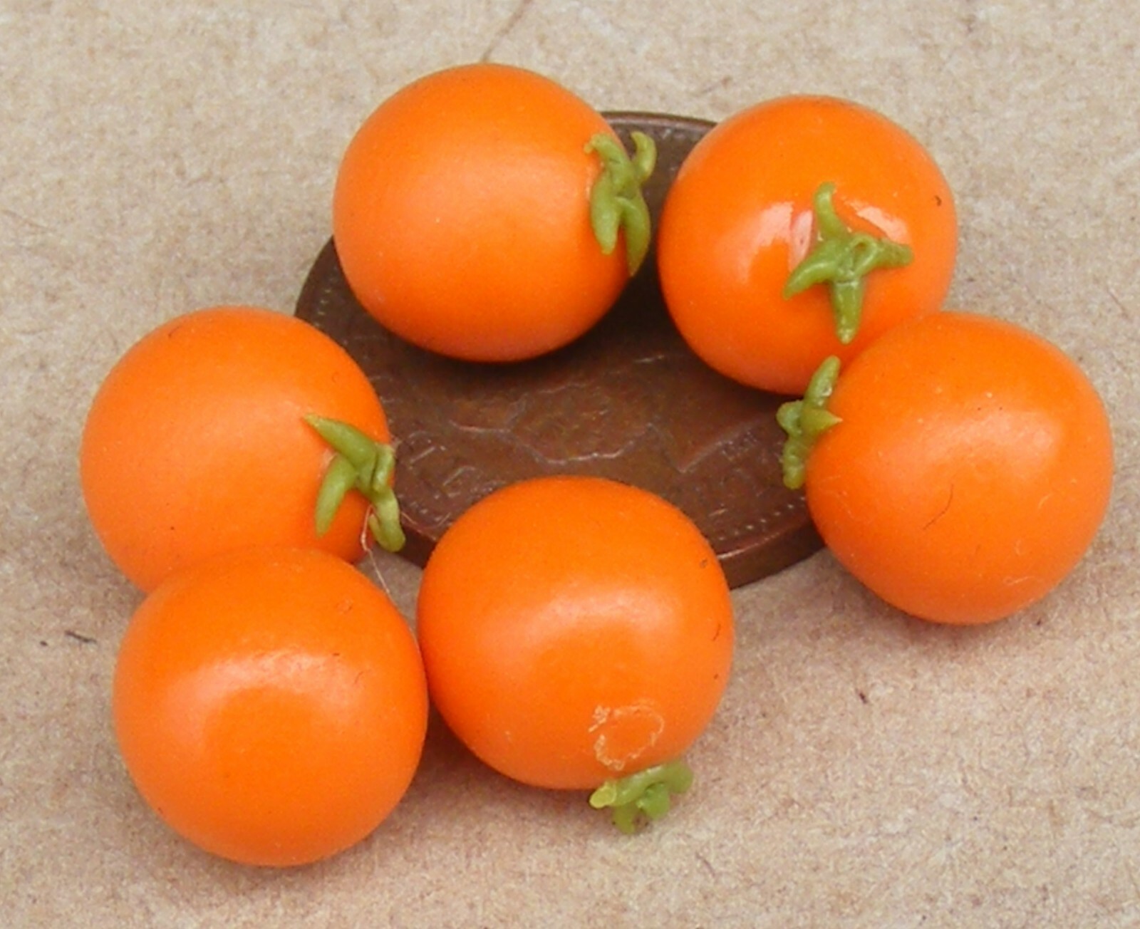 5 naranjas grandes de Sevilla hechas a mano escala 1:12 muñecas casa cocina fruta