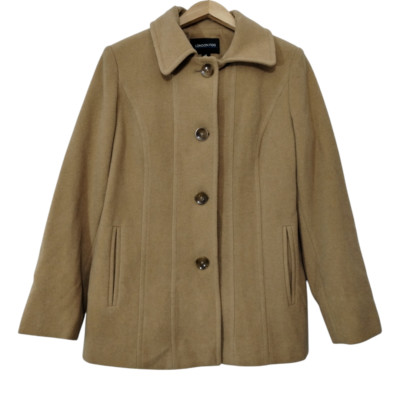 London Fog Womens M  Wool Blend Lined Button-Down Pea Coat Old Money Formal