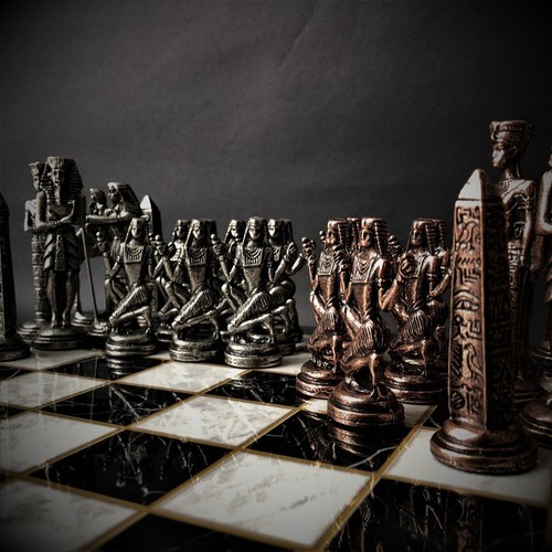 Antique Chess Sets Large Pharaoh Handmade Wood Chess Board Christmas Gift 🎁 - Picture 11 of 13