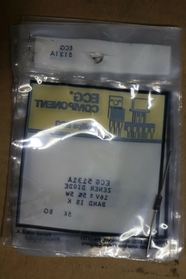 Lote de 10 - Philips ECG 5131A Diodo Zener 16V +/-5% 5W Foto 4 de 4