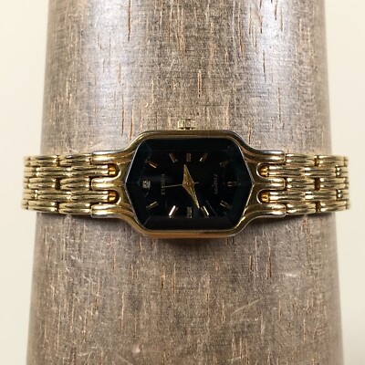 Elgin Women EL394 Diamond Accent Gold Tone Hexagonal Case 17mm