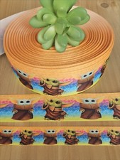 7/8 1.5" 1 YD Baby Yoda Grosgrain Ribbon Star Wars Disney Ribbon Lanyard Bow