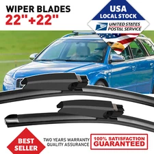 22"&22" Pair Bracketless Windshield Wiper Blades PINCH TAB For Benz CLK550 07-09