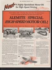 1934 ALEMITE MOTOR OIL AUTO CAR ENGINE PLANE PETROLEUM 13144