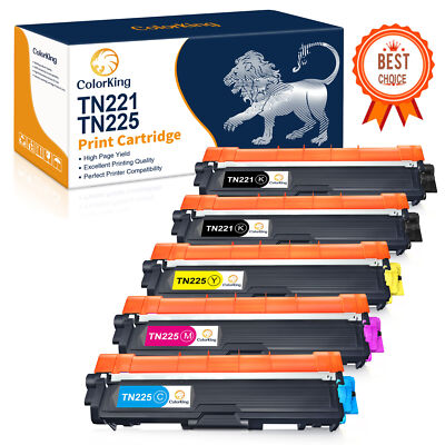 5 Pack TN221 TN225 Toner Compatible for Brother MFC-9130CW HL-3140CW HL-3180CDW