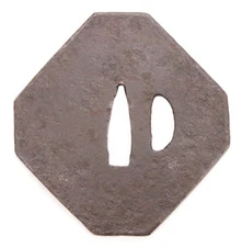 Antique Japanese Tsuba Iron Geometric Edo Katana koshirae Sword Guard Samurai