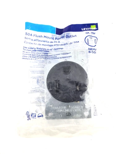 Leviton 5374-S00 Flush Mounting Outlet Receptacle 2 Pole 3 Wire 50A 250V 6-50R