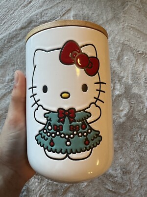 BRAND NEW OFFICIAL SANRIO Hello Kitty Christmas Tree Dress Canister Bamboo  Lid | eBay