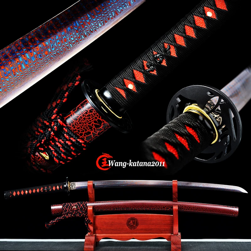 Unique Red & Blue Japanese Samurai Katana Sword