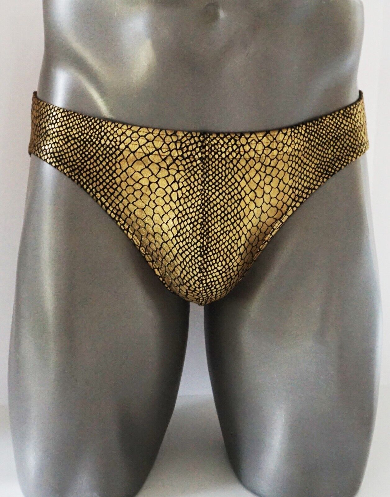 NEW MEN'S GOLD SHINY SWIM BRIEF SIZE LG