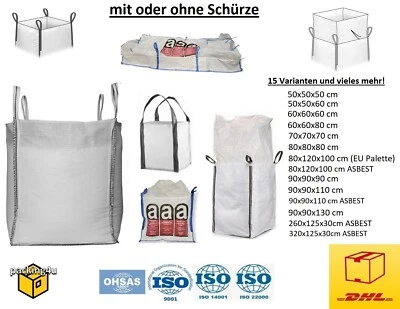 PACKING4U BIG BAG Schürze ASBEST Sack Entsorgung Bags Schüttgutbehälter 500kg bis 1500kg