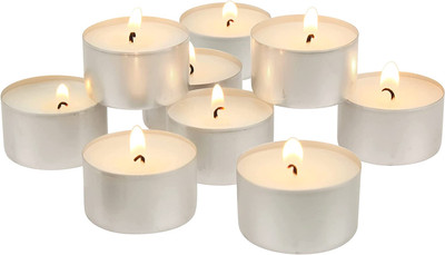 200 Count White Unscented Smokeless Long Burning Tea Light Candles with 6-7 Hour