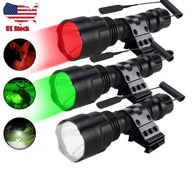 1000Yards Green Red Light LED Coyote Hog Varmint Predator Torch Hunting Lamp Gun