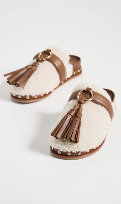 Ulla Johnson Womens Ruby Shearling Slides - Cream Size US 11/EU 41 New With Box