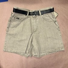 Vintage 1990 s Lee Rivited Denim Shorts With Belt, Deadstock Size 8