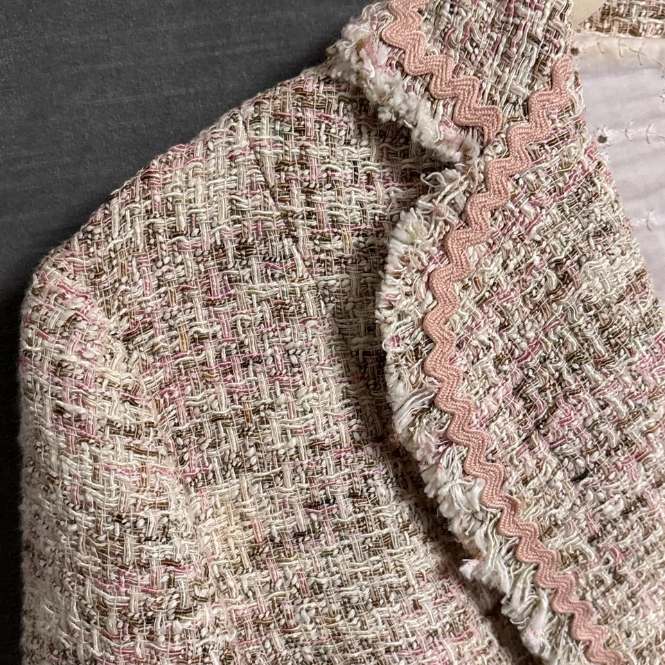 Blazer Vintage Limitado 4 Rosa Tweed Chaqueta Preppy Academia Clásica Carrera y2k Foto 2 de 4