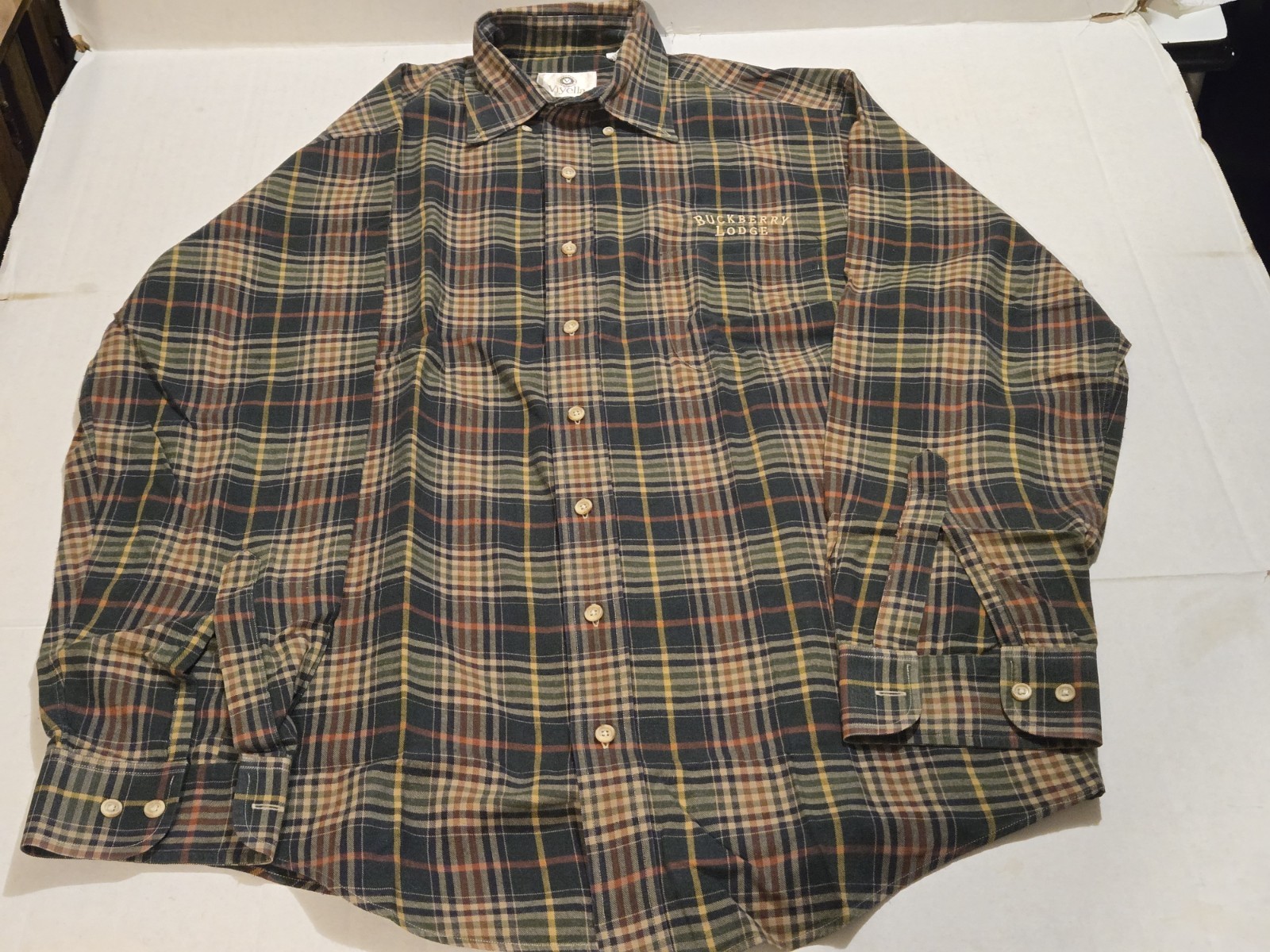 Viyella Shirt Mens Medium Plaid Red Green Wool Blend Flannel