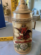 Vtg  ANHEUSER BUSCH Ceramarte B Series BREWING & FERMENTATION Embossed Stein