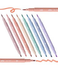Mr. Pen- Dual Tip Aesthetic Highlighters, 8 pcs, Chisel Muted Pastel Colors