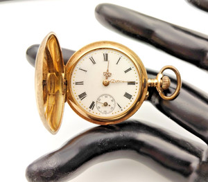 Antique Gold Pocket Watch Stunning Full Hunter 14K 14ct 583 Gold -runs video -AF