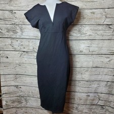 FASHION NOVA Black Round Split Neck Sleeveless Empire Waist Pencil Dress Sz M 