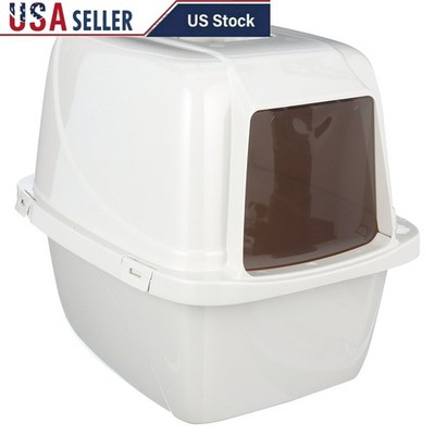 Enclosed Cat Litter Box Odor Control High Impact Plastic Easy Clean Carry Handle