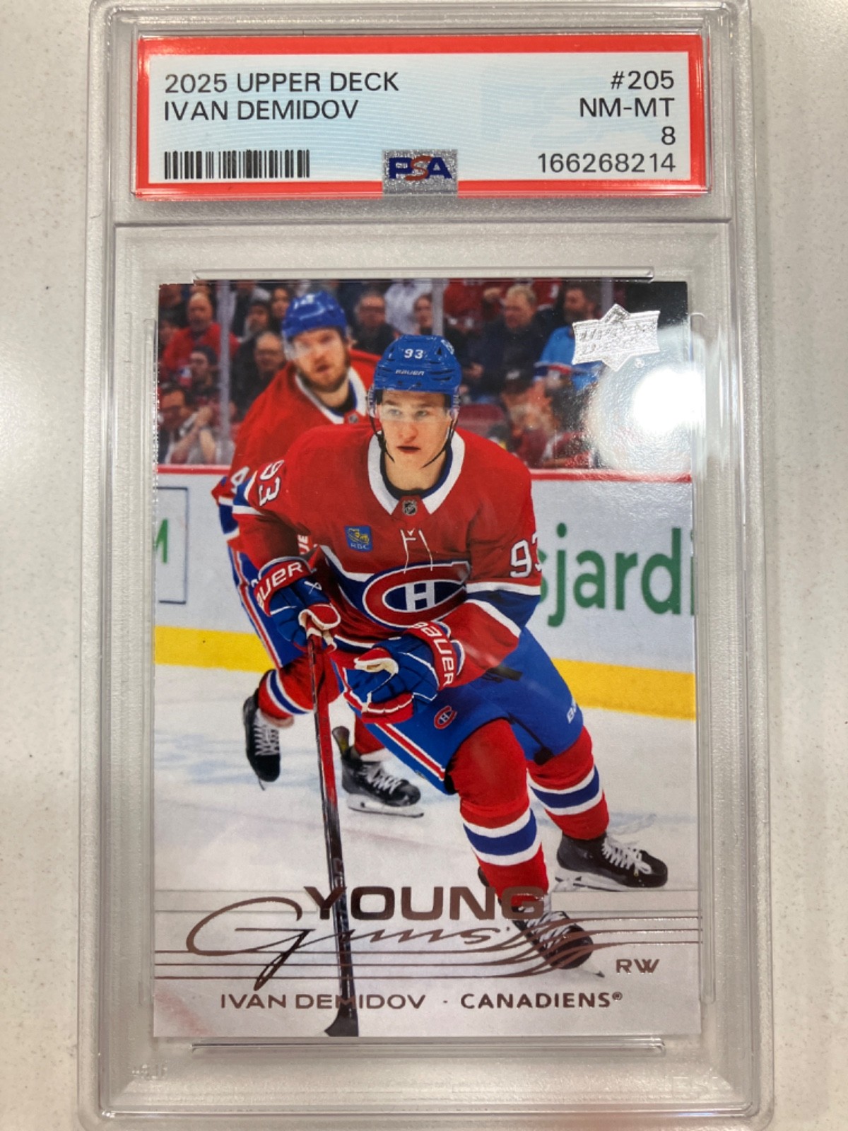 2025-26 Upper Deck Series 1 - Young Guns Ivan Demidov #205 (RC) PSA 8 view 1