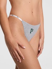 Victoria's Secret PINK - M Logo Cotton Scoop Thong Panty - Heather Grey Medium