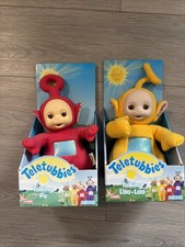 Vintage 1998 Playskool Talking Teletubbies 14  Dolls Set Of 2 With Clean Boxes
