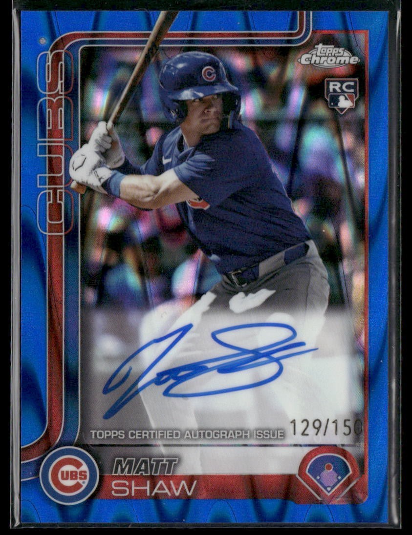 2025 Topps Chrome Baseball Matt Shaw Rookie Auto Blue Raywave /150