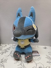 Lucario Pokemon Chibi Sitting Winking Plush Banpresto Bandai Spirits Japan 13"