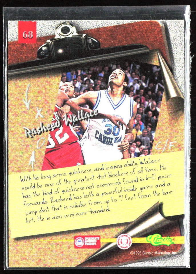 1995 Classic Visions #68 Rasheed Wallace - Image 2 of 2