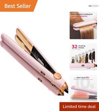 Flat Iron Hair Straightener Curler 2-in-1 Titanium 1 Inch Fast Heating for Al...
