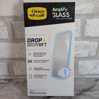 Otter Box Amplify Glass Blue Light Guard iPhone 14 Pro Drop +