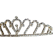 Gold tone Rhinestone Tiara Heart Comb bridal prom formal Regency womens Jewelry