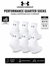 Under Armour Men  s Quarter Socks Cotton Cushioned Arch Support White Size 8.5-13