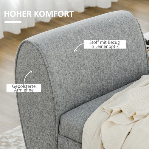 HOMCOM Banc, Banc de Lit avec Rangement, Banc Rembourré avec Accoudoir, Aspect Lin - Photo 6/10