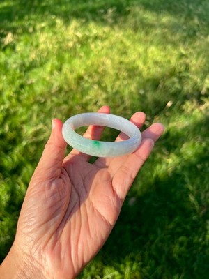 XS Oval Green 100% Natural Grade A Jadeite Jade Bangle Bracelet 53x47mm H304