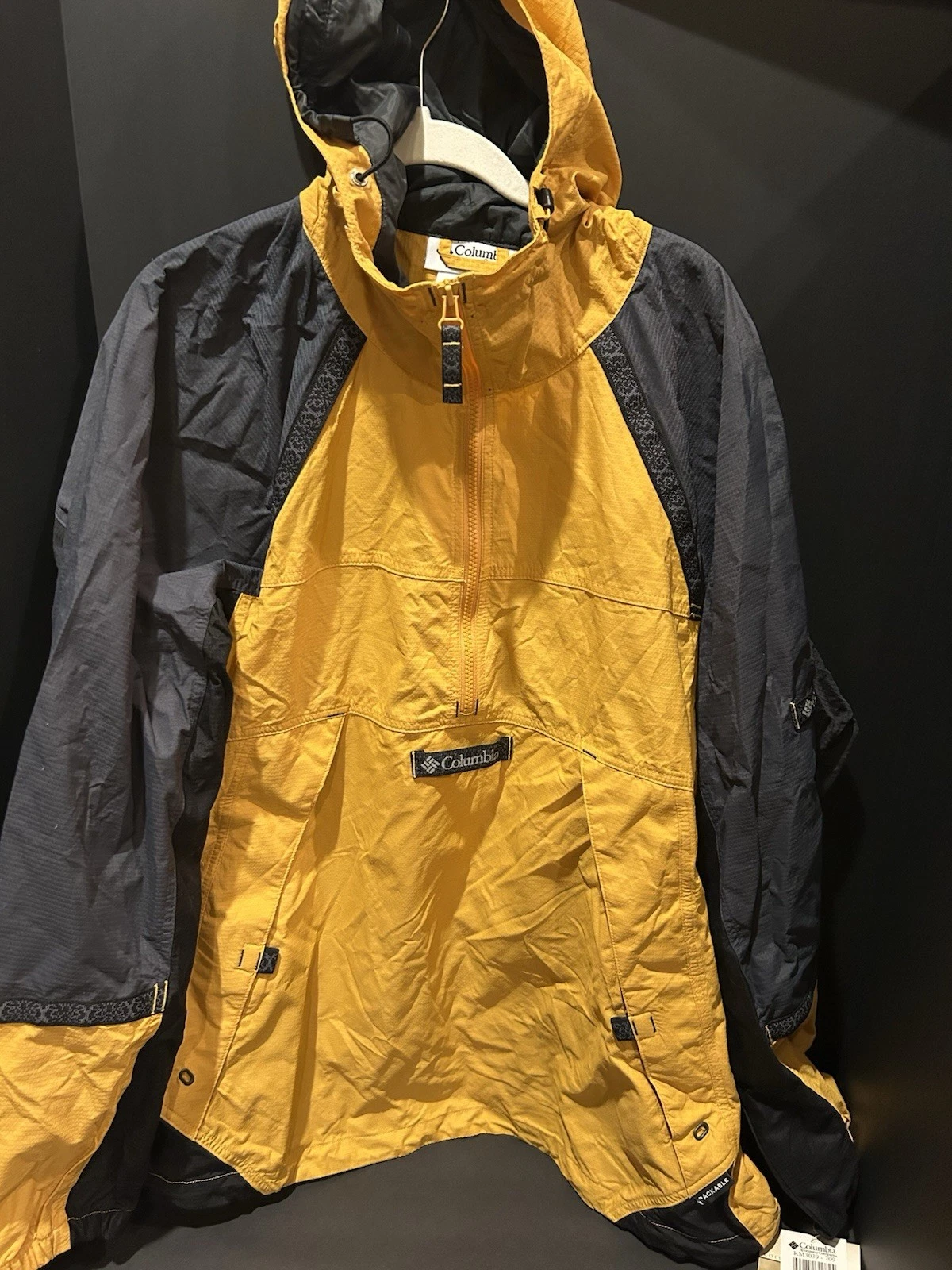 Vintage Columbia Transport Jacket XL Yellow Black Quarter Zip New With Tags 90’s