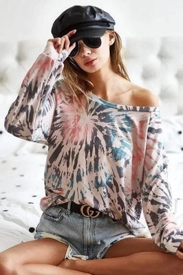 T-Shirts Trendsi Tie Dye Terry Knit Top Women's Casual Tee - Soft & Comfy