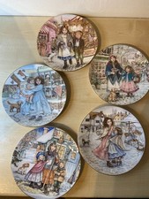 Royal Worcester Official NSPCC Christmas vintage plates x 5, unused, boxed & CoA